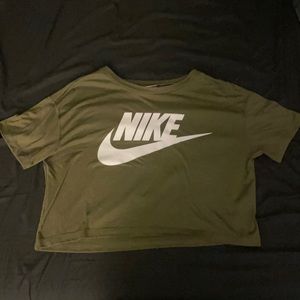 Army green Nike cropped T-shirt